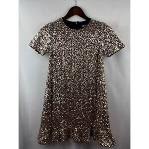 Women’s Draper James Size 2 Gold Sequin Short Sleeve Mini Dress